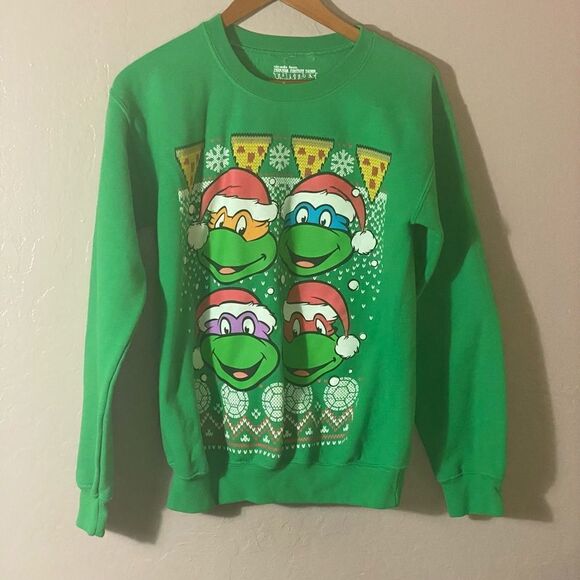 Nickelodeon Men’s Mutant Ninja Turtles Christmas Sweatshirt Sz S - Picture 3 of 4